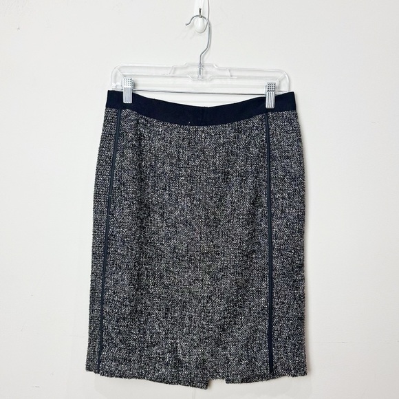 Jcrew Metallic Tweed Pencil Skirt Black Gray Silver - Picture 1 of 4